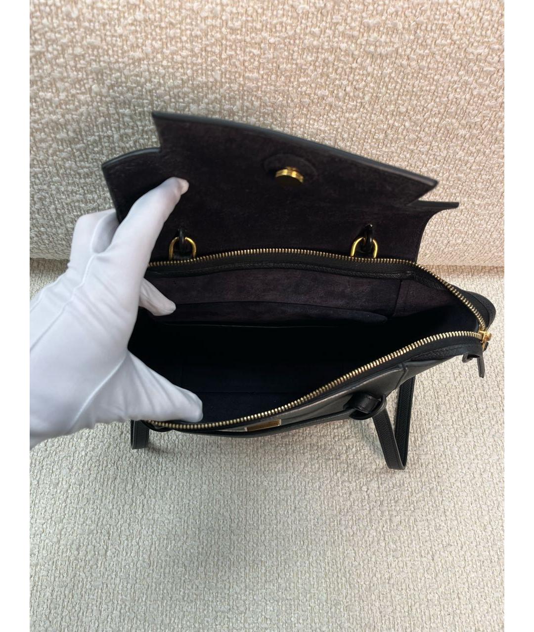 CELINE Черная кожаная сумка с короткими ручками, фото 4