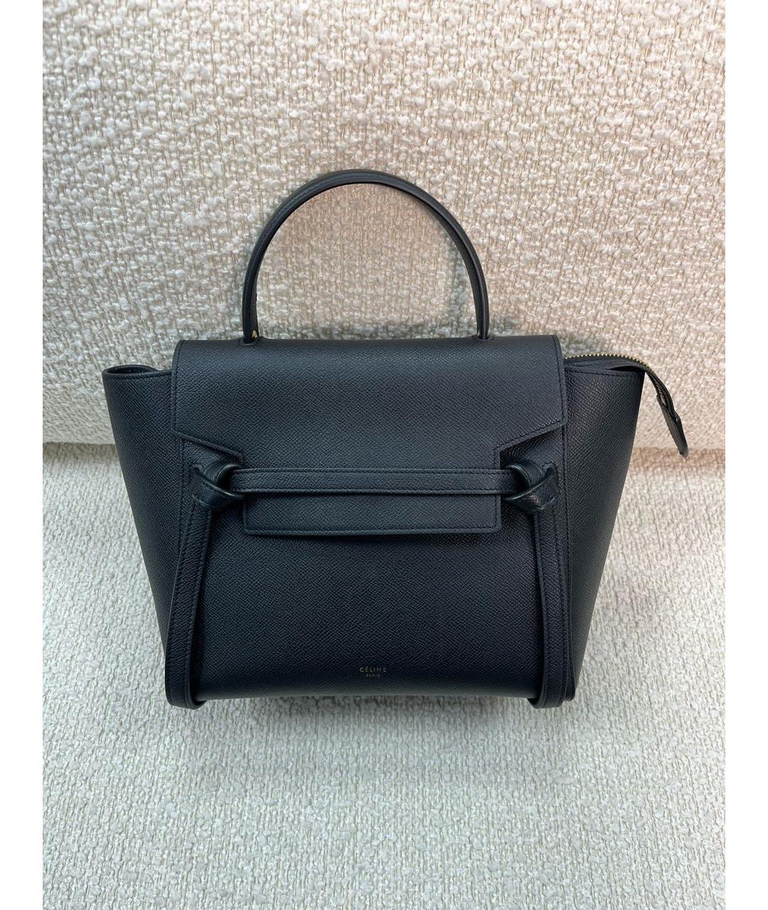 CELINE Черная кожаная сумка с короткими ручками, фото 9