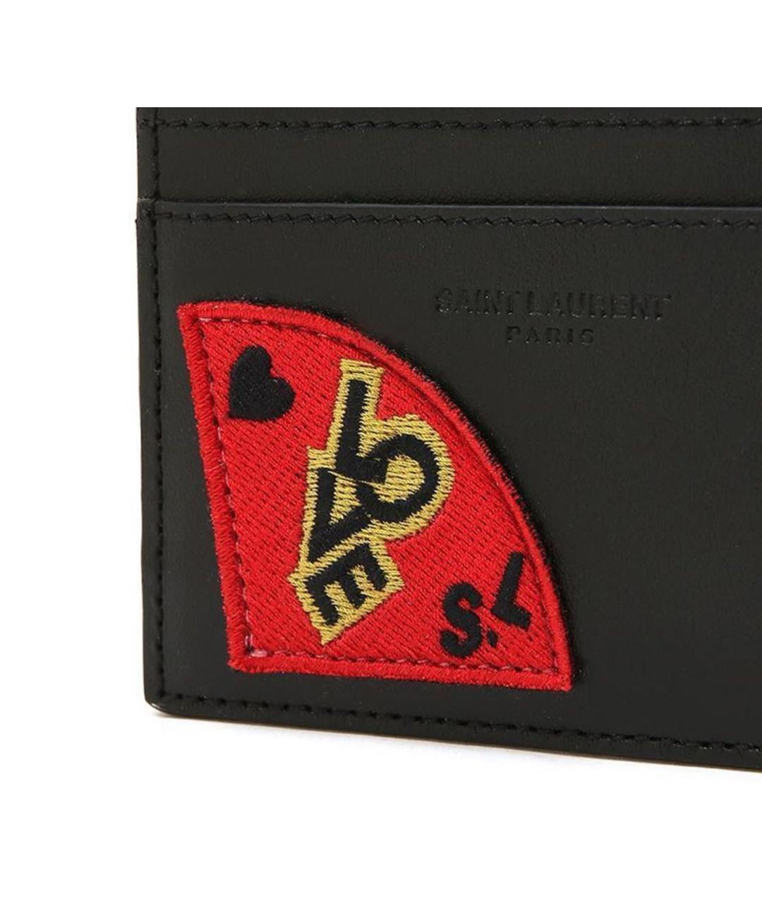 SAINT LAURENT Черный кожаный кардхолдер, фото 4