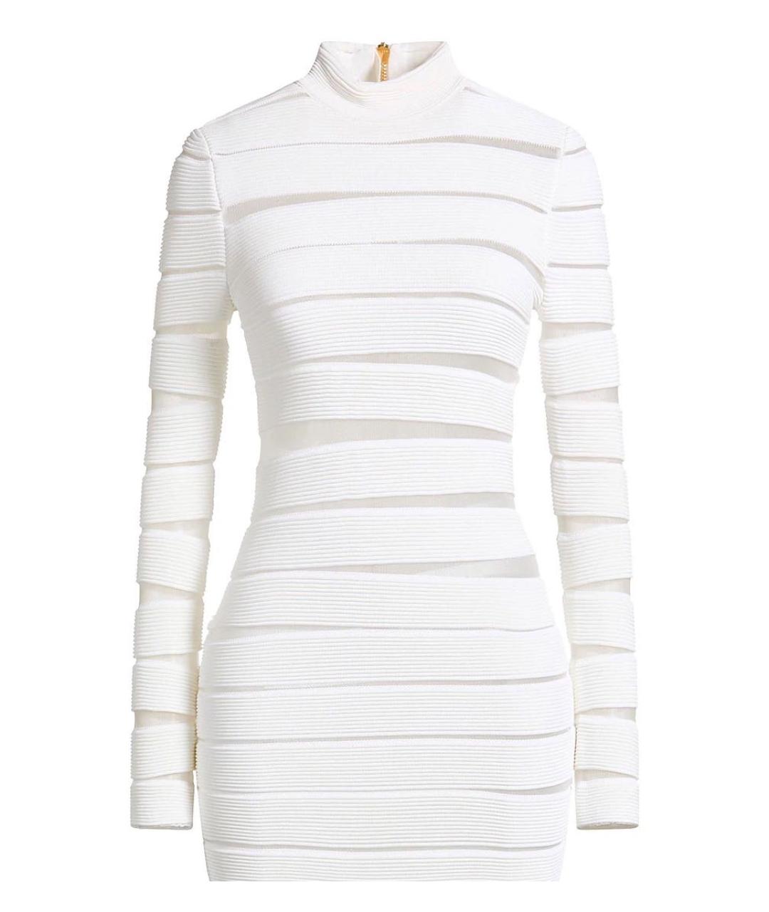 BALMAIN Белое вискозное коктейльное платье, фото 3