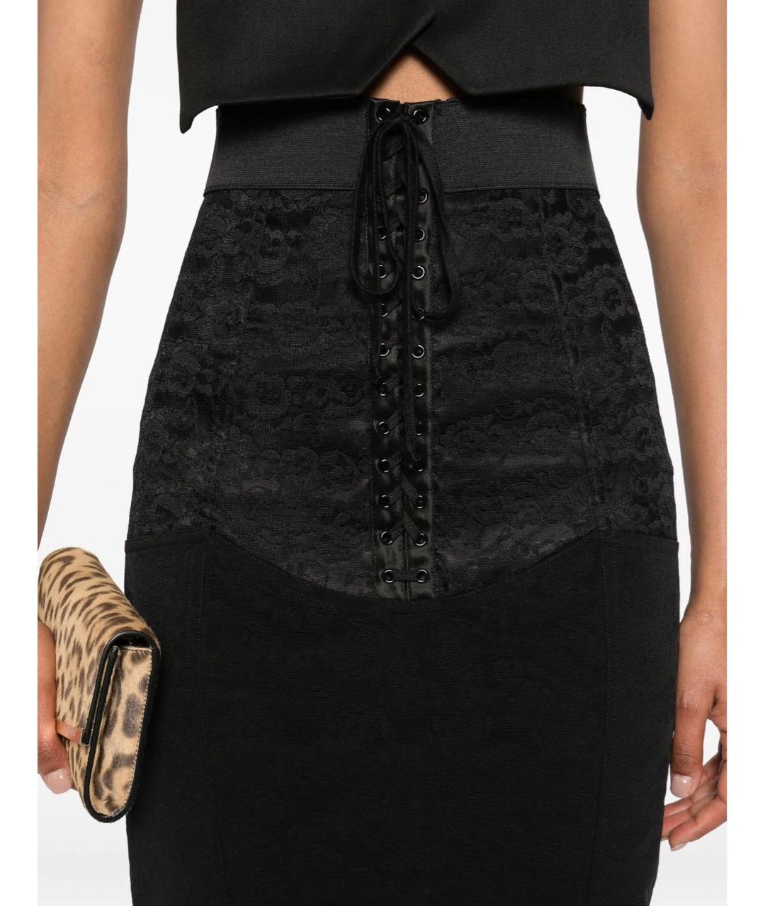DOLCE&GABBANA Черная полиамидовая юбка макси, фото 5
