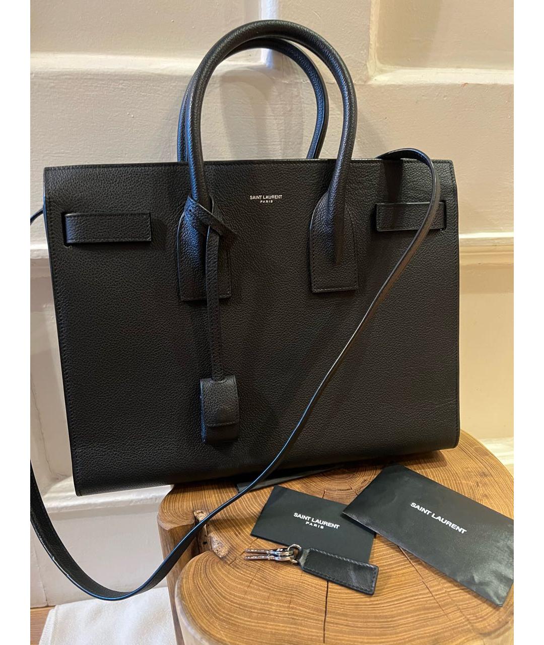 SAINT LAURENT Черная кожаная сумка через плечо, фото 2