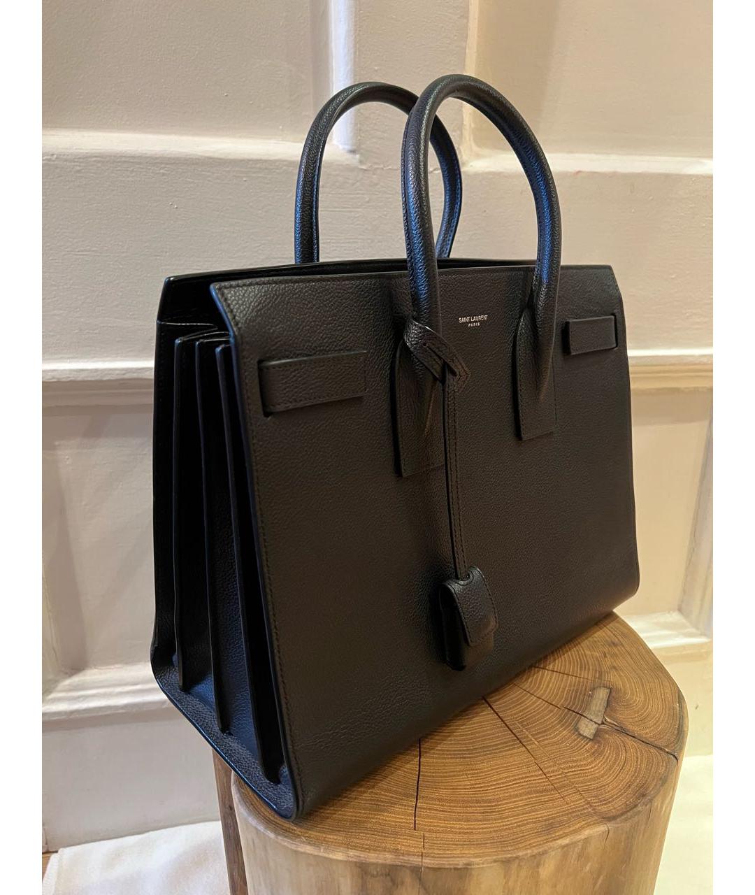 SAINT LAURENT Черная кожаная сумка через плечо, фото 3