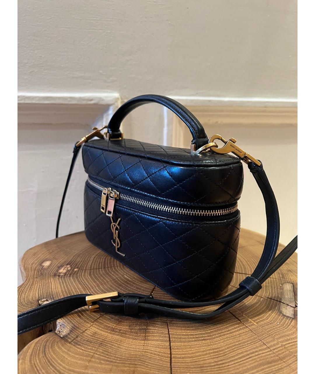 SAINT LAURENT Черная кожаная сумка через плечо, фото 2