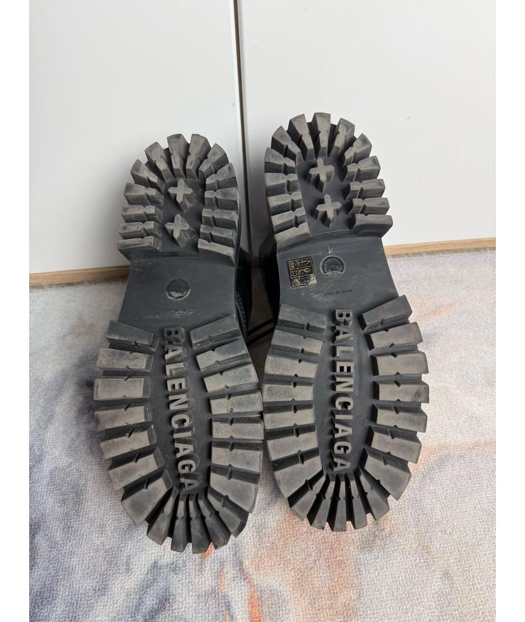 BALENCIAGA Черные кожаные высокие ботинки, фото 4