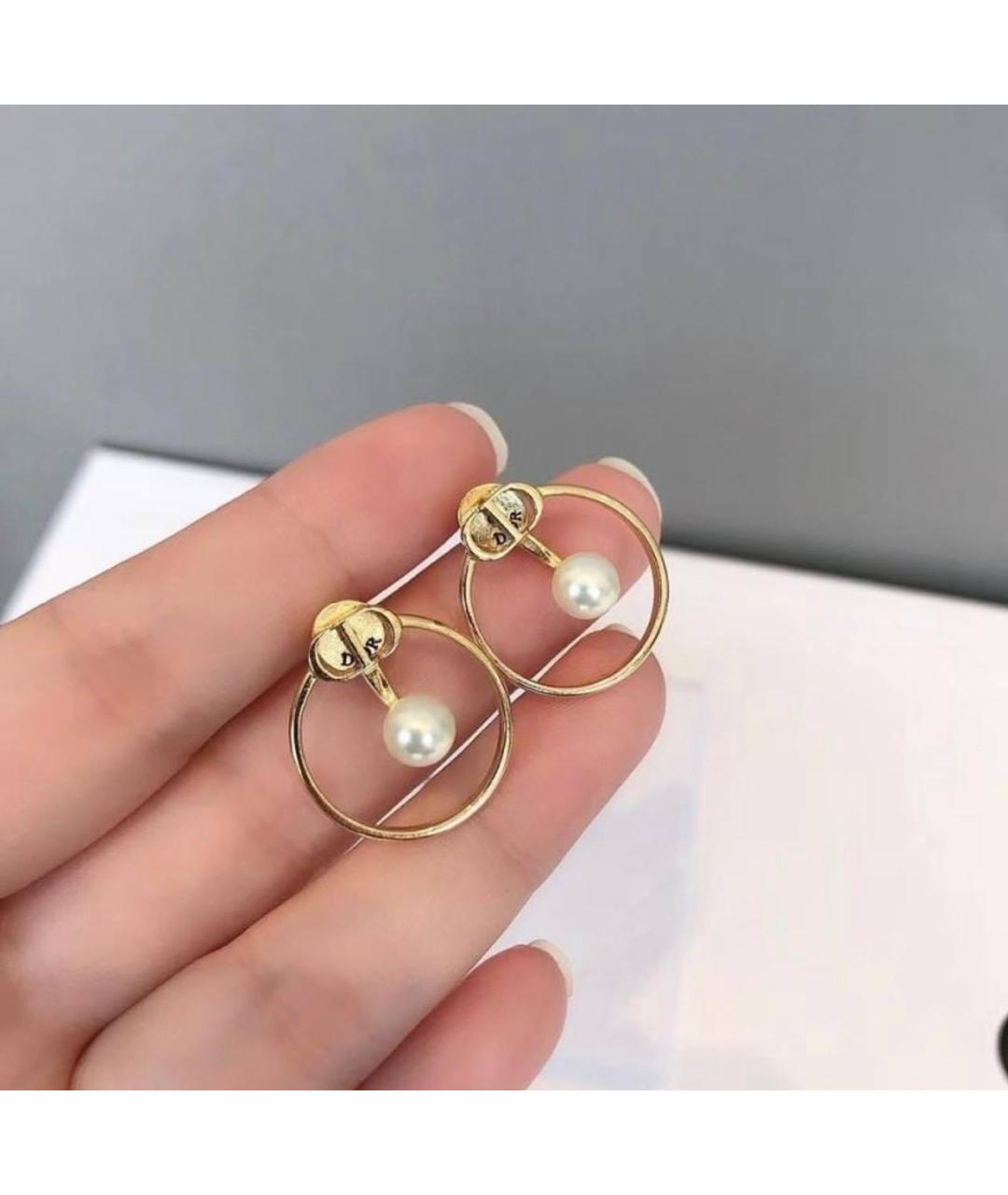 CHRISTIAN DIOR Золотые металлические серьги, фото 4