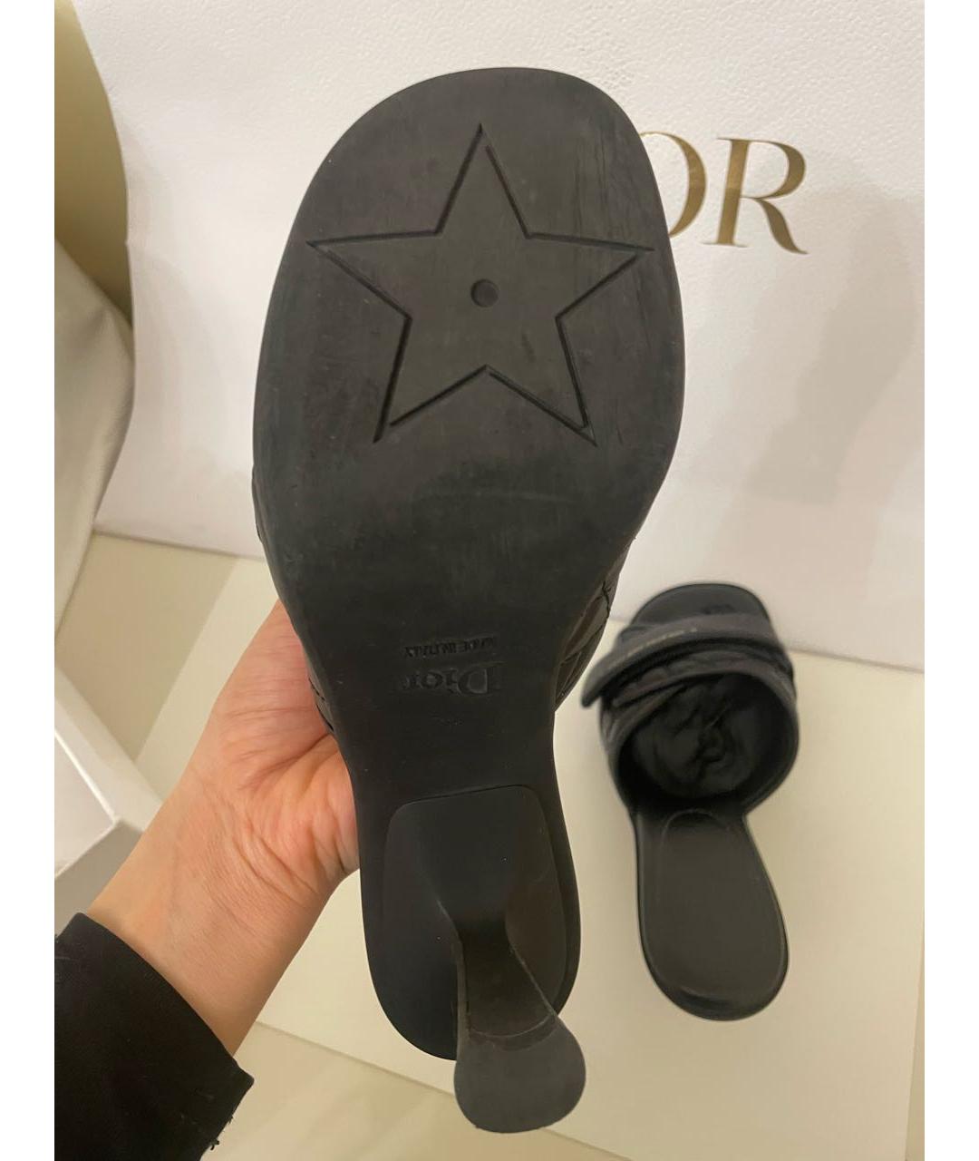 CHRISTIAN DIOR Черные кожаные мюли, фото 6