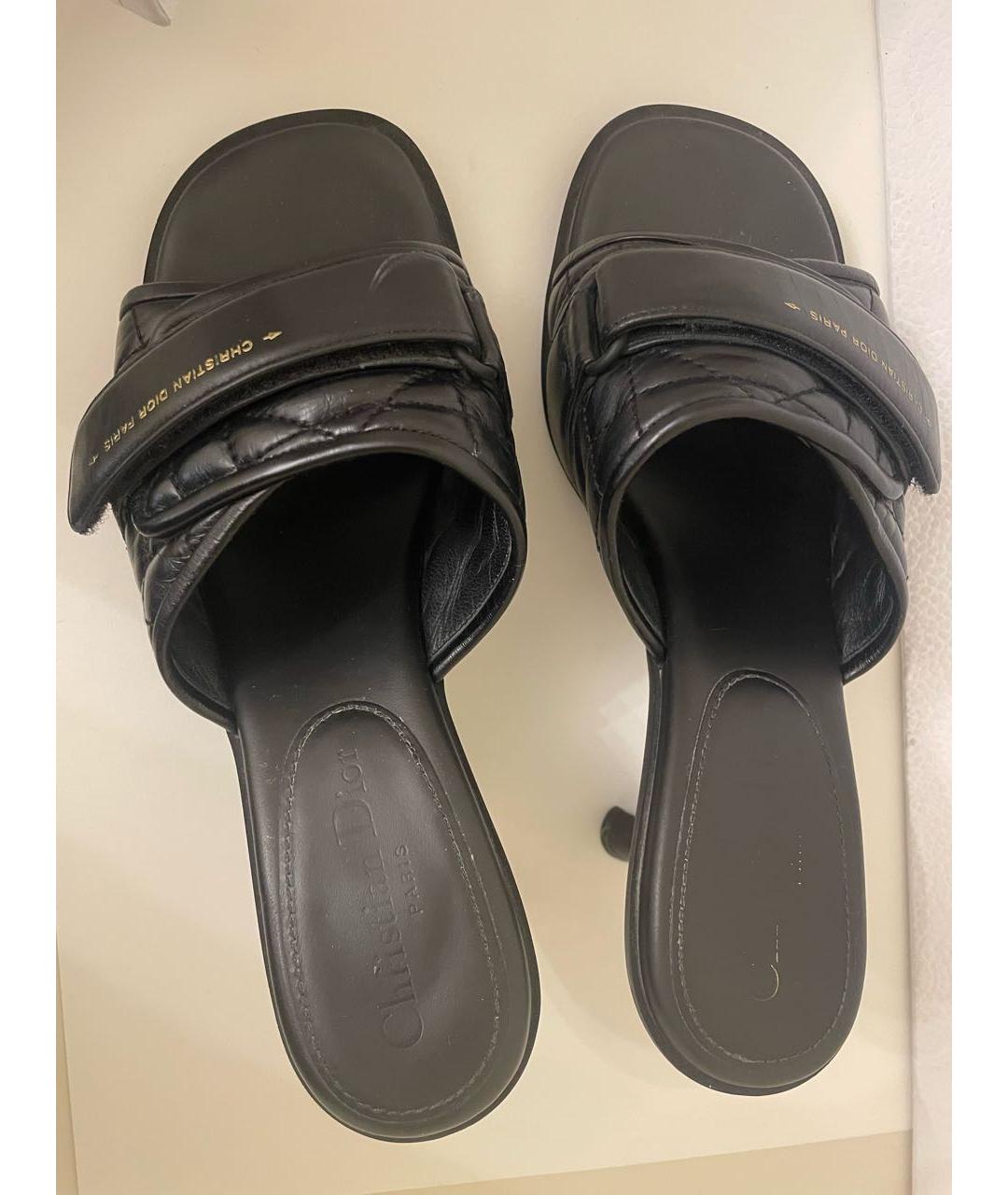 CHRISTIAN DIOR Черные кожаные мюли, фото 5