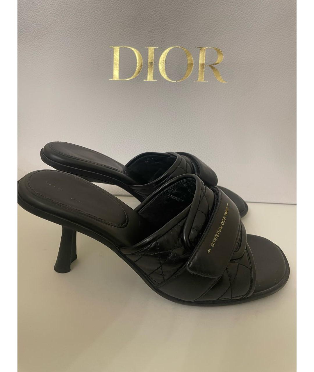 CHRISTIAN DIOR Черные кожаные мюли, фото 2