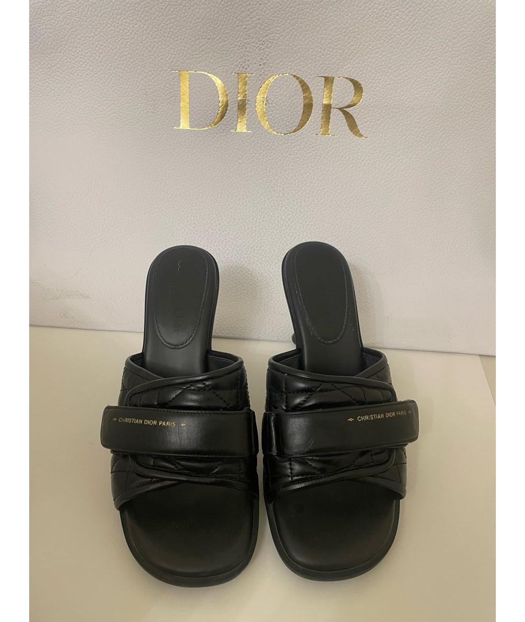 CHRISTIAN DIOR Черные кожаные мюли, фото 3