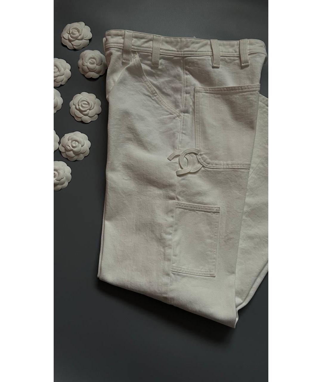CHANEL Белые хлопковые прямые джинсы, фото 2
