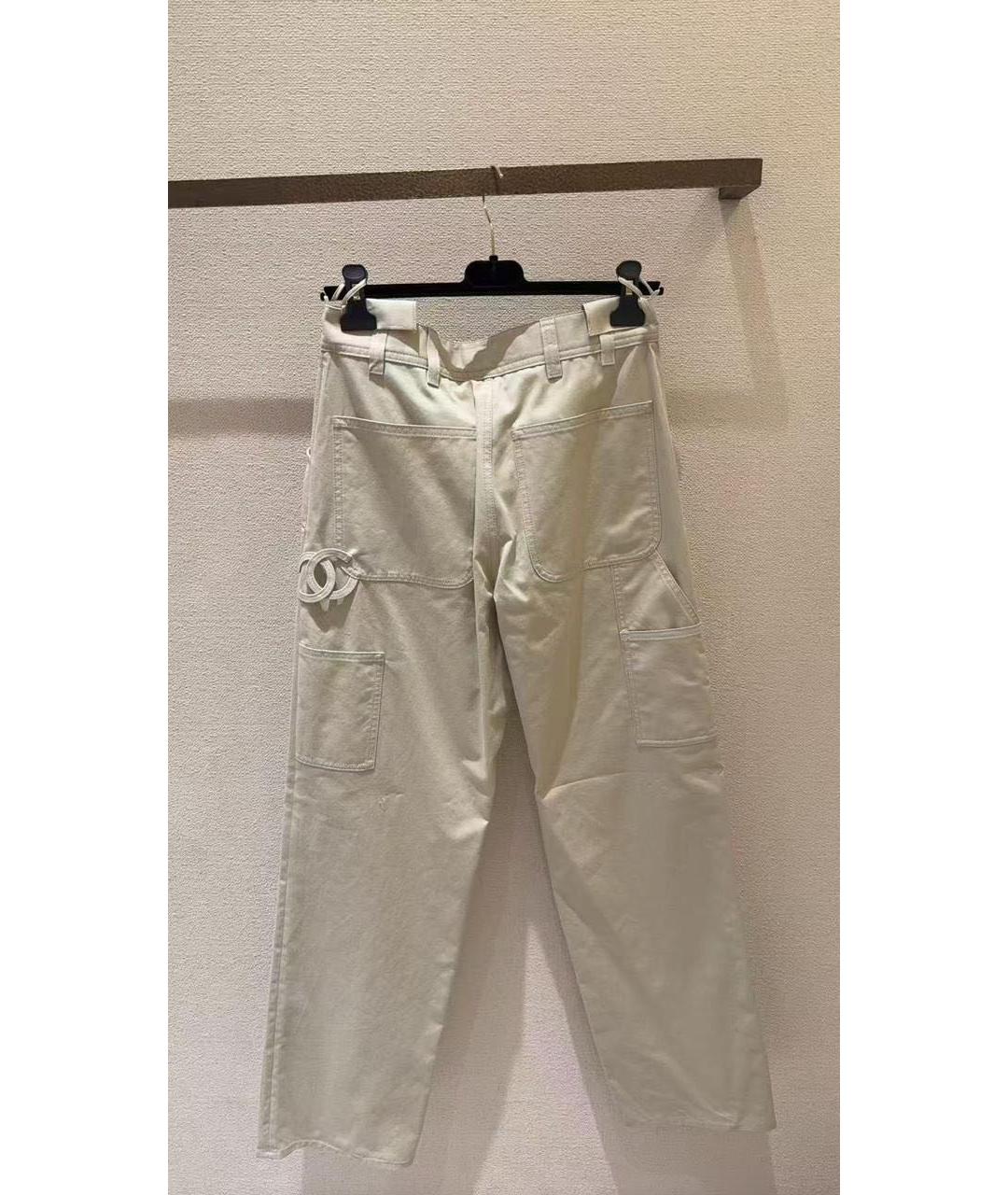 CHANEL Белые хлопковые прямые джинсы, фото 3