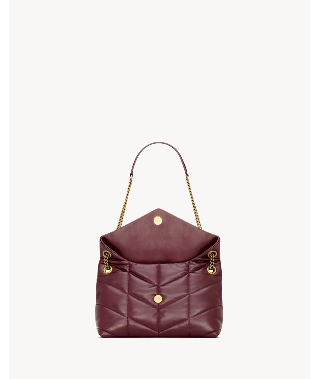 SAINT LAURENT Бордовая кожаная сумка через плечо, фото 5