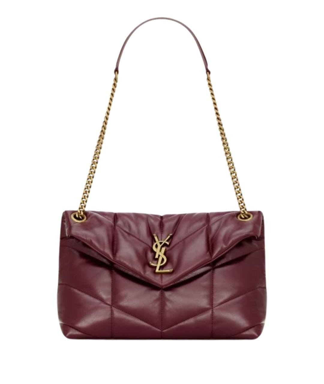 SAINT LAURENT Бордовая кожаная сумка через плечо, фото 1