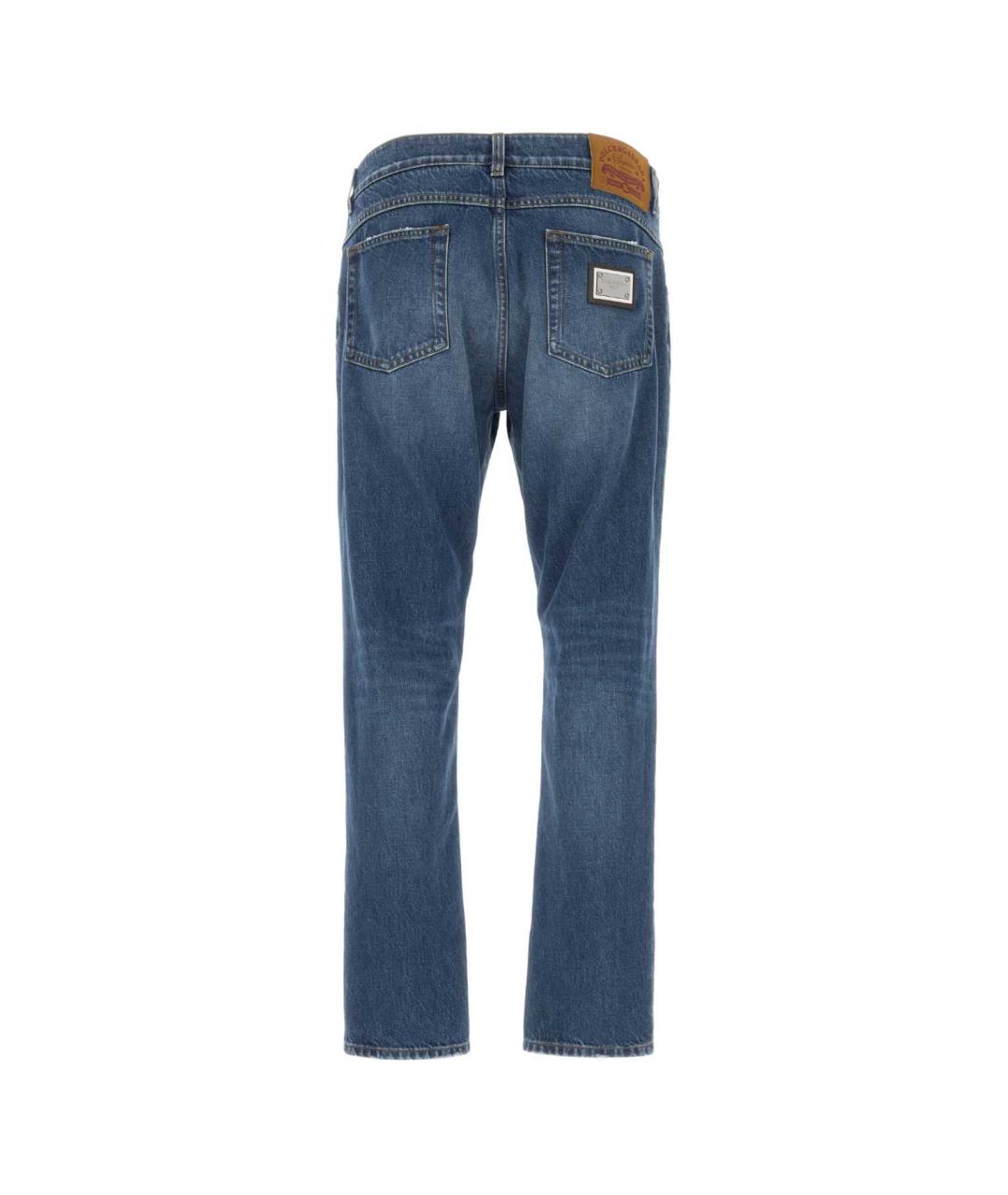 DOLCE&GABBANA Синие хлопковые прямые джинсы, фото 2