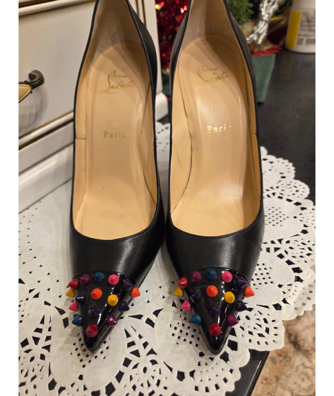 CHRISTIAN LOUBOUTIN Черные кожаные туфли, фото 3