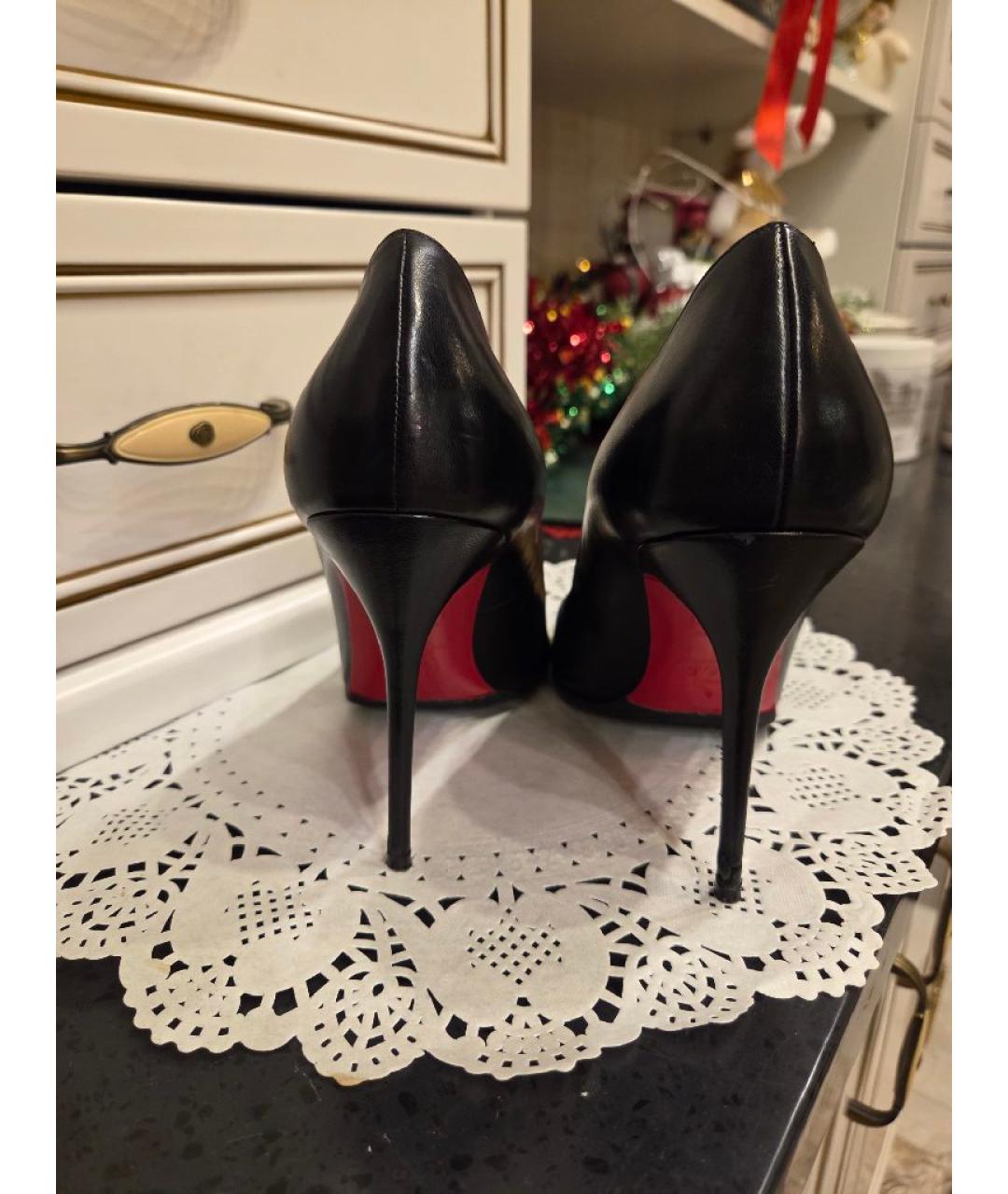 CHRISTIAN LOUBOUTIN Черные кожаные туфли, фото 4
