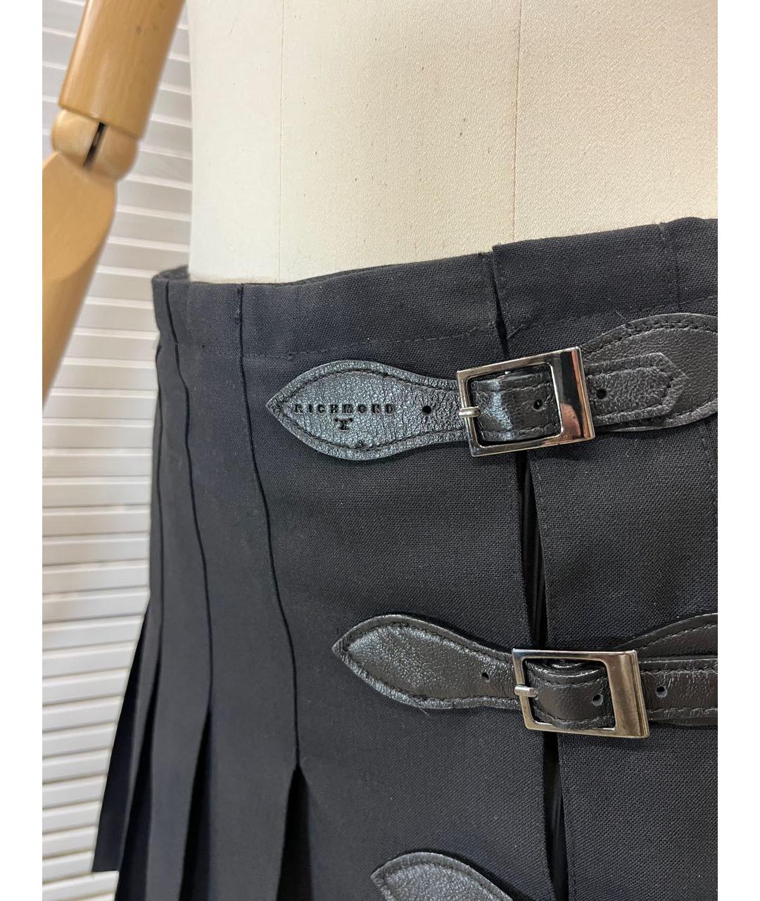 JOHN RICHMOND Черная шерстяная юбка мини, фото 7