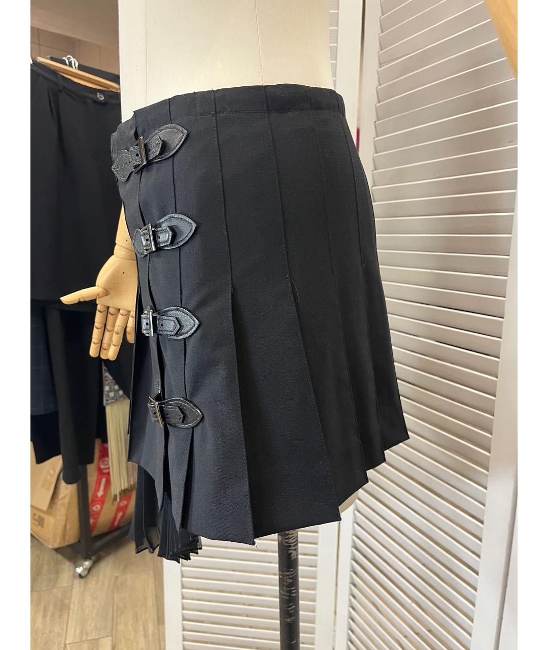 JOHN RICHMOND Черная шерстяная юбка мини, фото 6