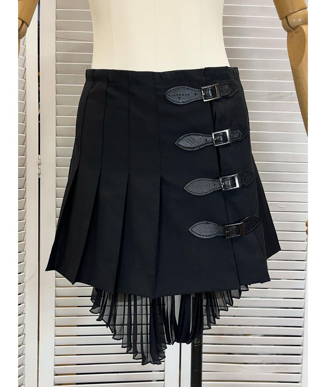 JOHN RICHMOND Черная шерстяная юбка мини, фото 8