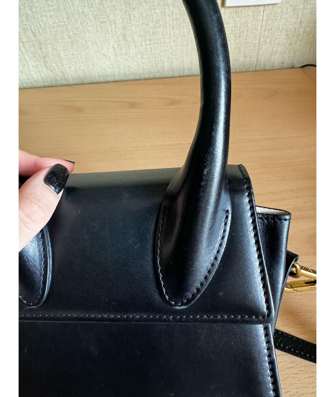 JACQUEMUS Черная кожаная сумка через плечо, фото 7