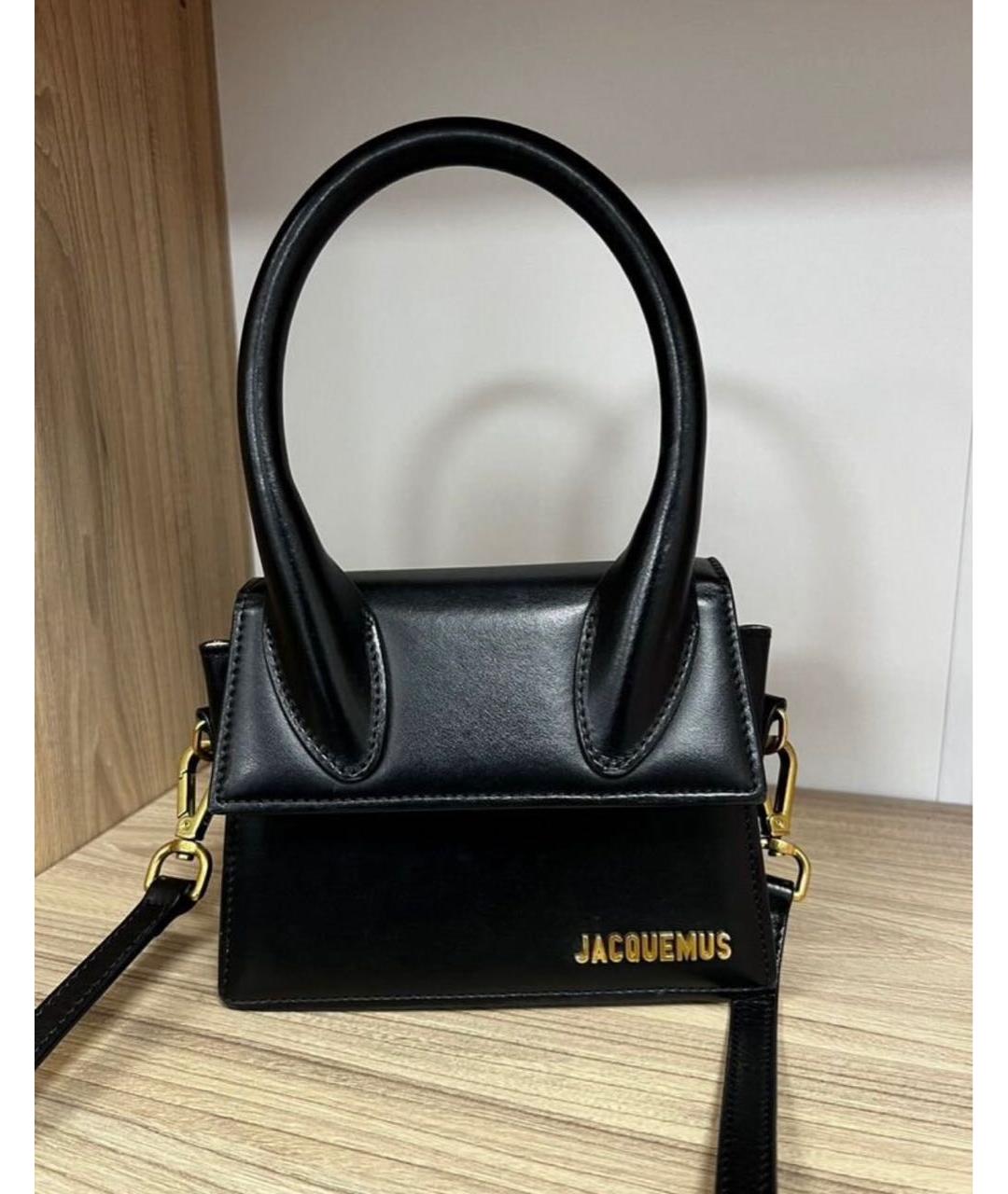 JACQUEMUS Черная кожаная сумка через плечо, фото 9