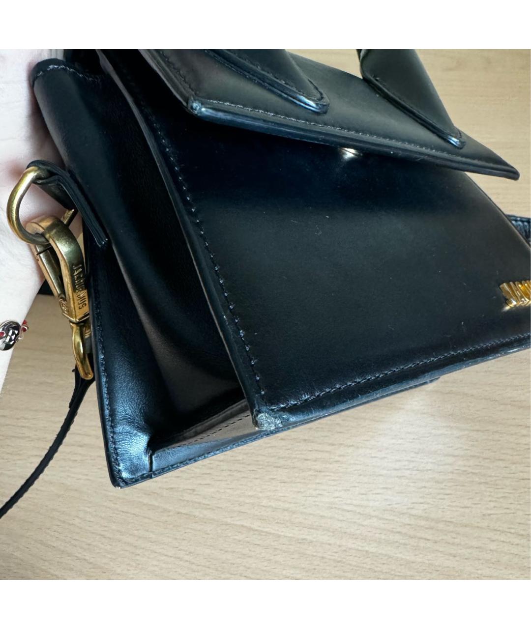 JACQUEMUS Черная кожаная сумка через плечо, фото 6