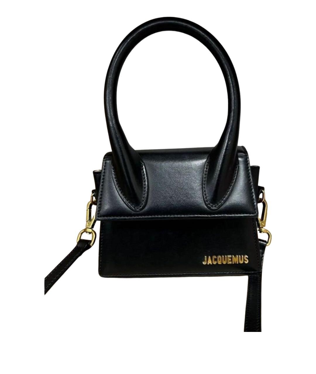 JACQUEMUS Черная кожаная сумка через плечо, фото 1