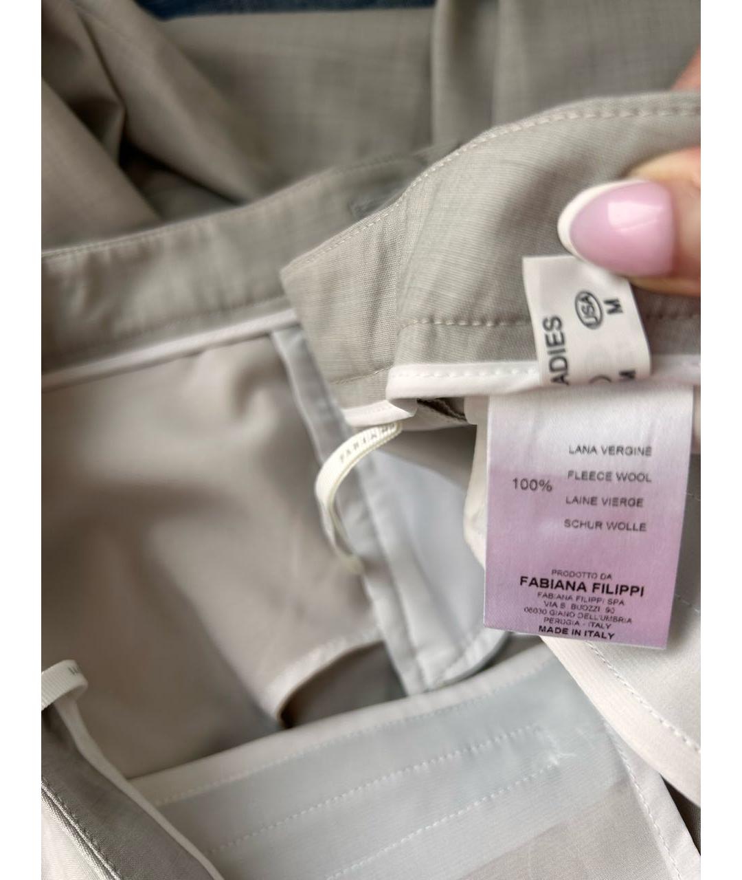 FABIANA FILIPPI Серые шерстяные прямые брюки, фото 5