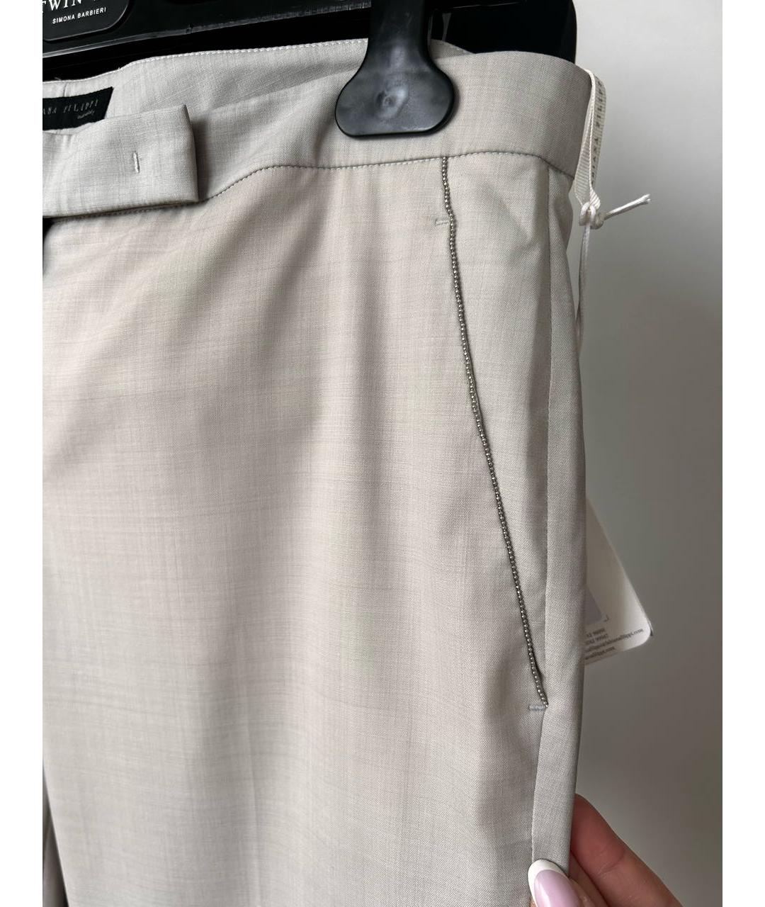 FABIANA FILIPPI Серые шерстяные прямые брюки, фото 3