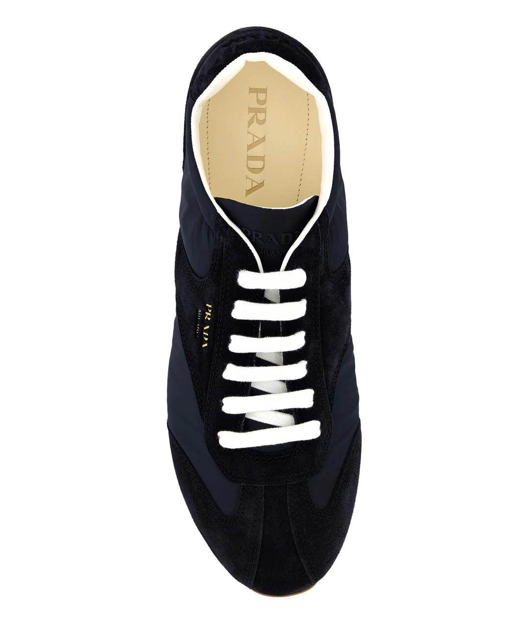 PRADA Темно-синие замшевые низкие кроссовки / кеды, фото 4