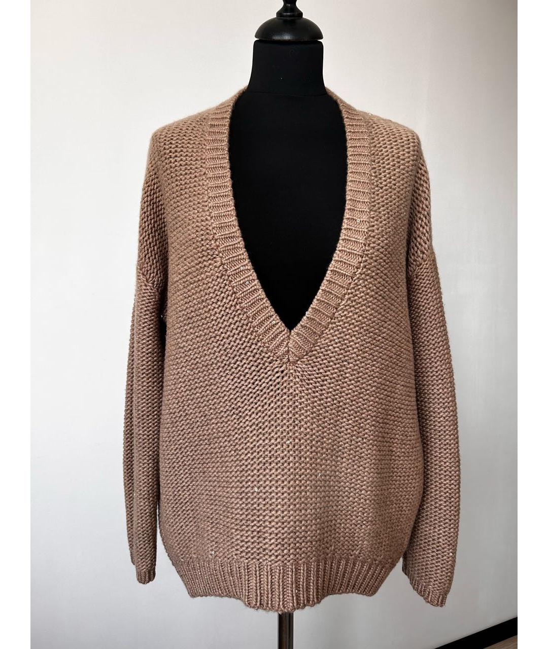 BRUNELLO CUCINELLI Бежевый кашемировый джемпер / свитер, фото 9