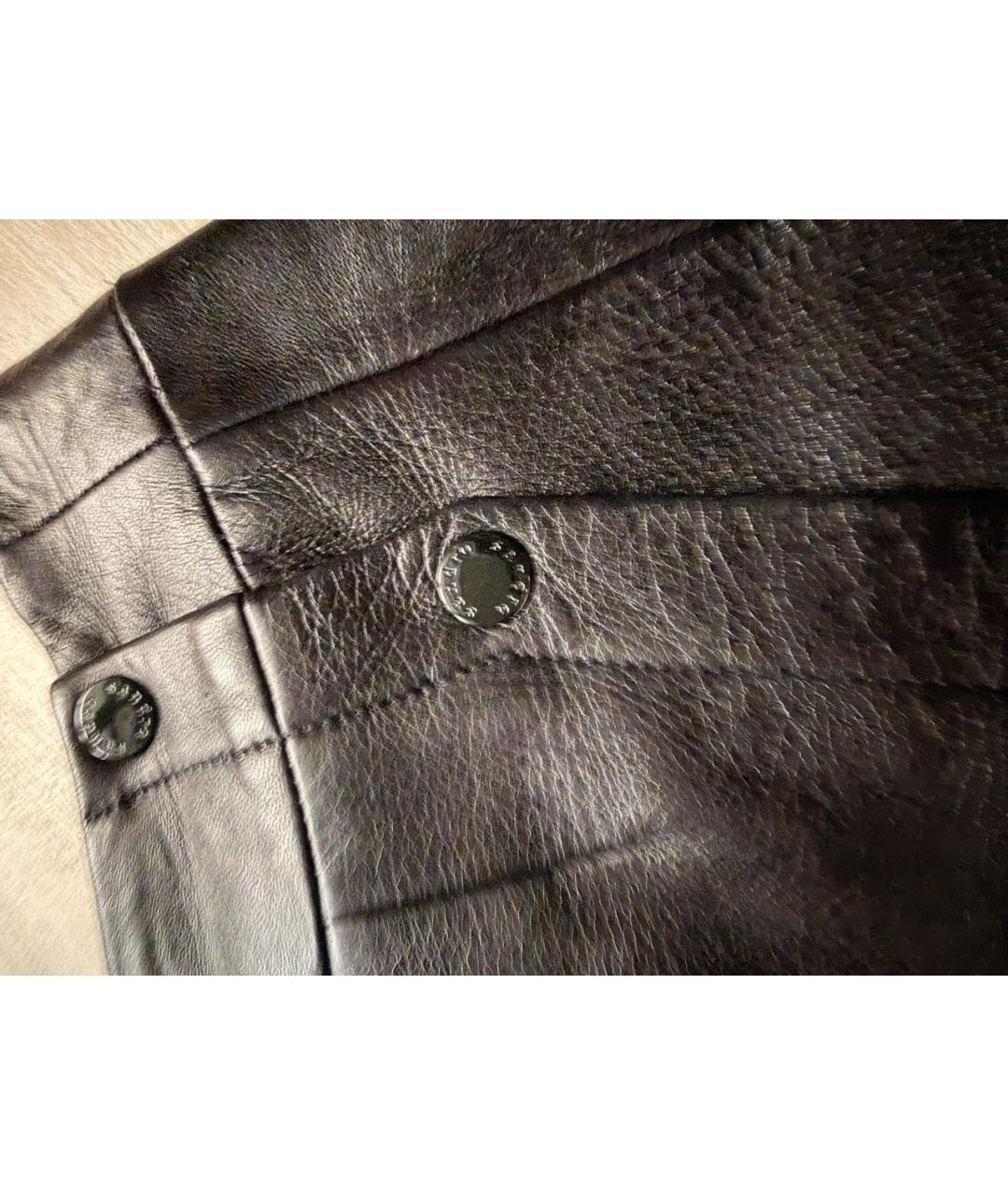 SANDRO Черная кожаная юбка миди, фото 4