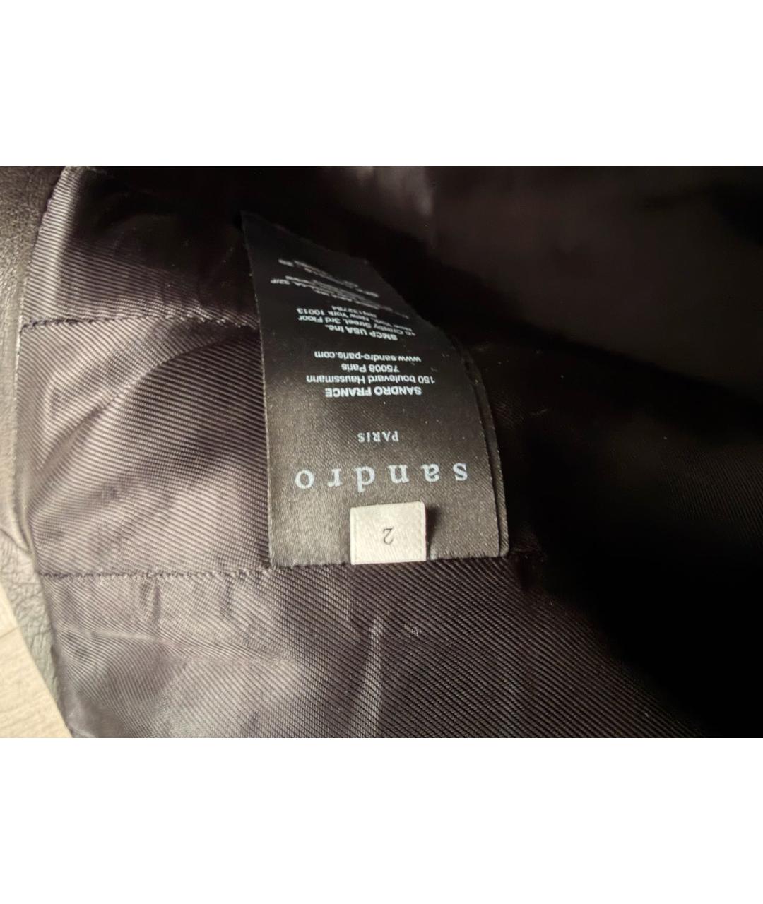 SANDRO Черная кожаная юбка миди, фото 6