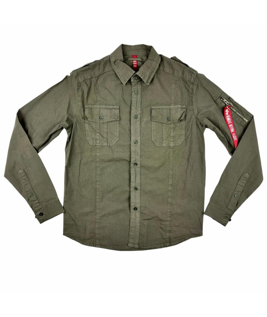 ALPHA INDUSTRIES Хаки хлопковая кэжуал рубашка, фото 1