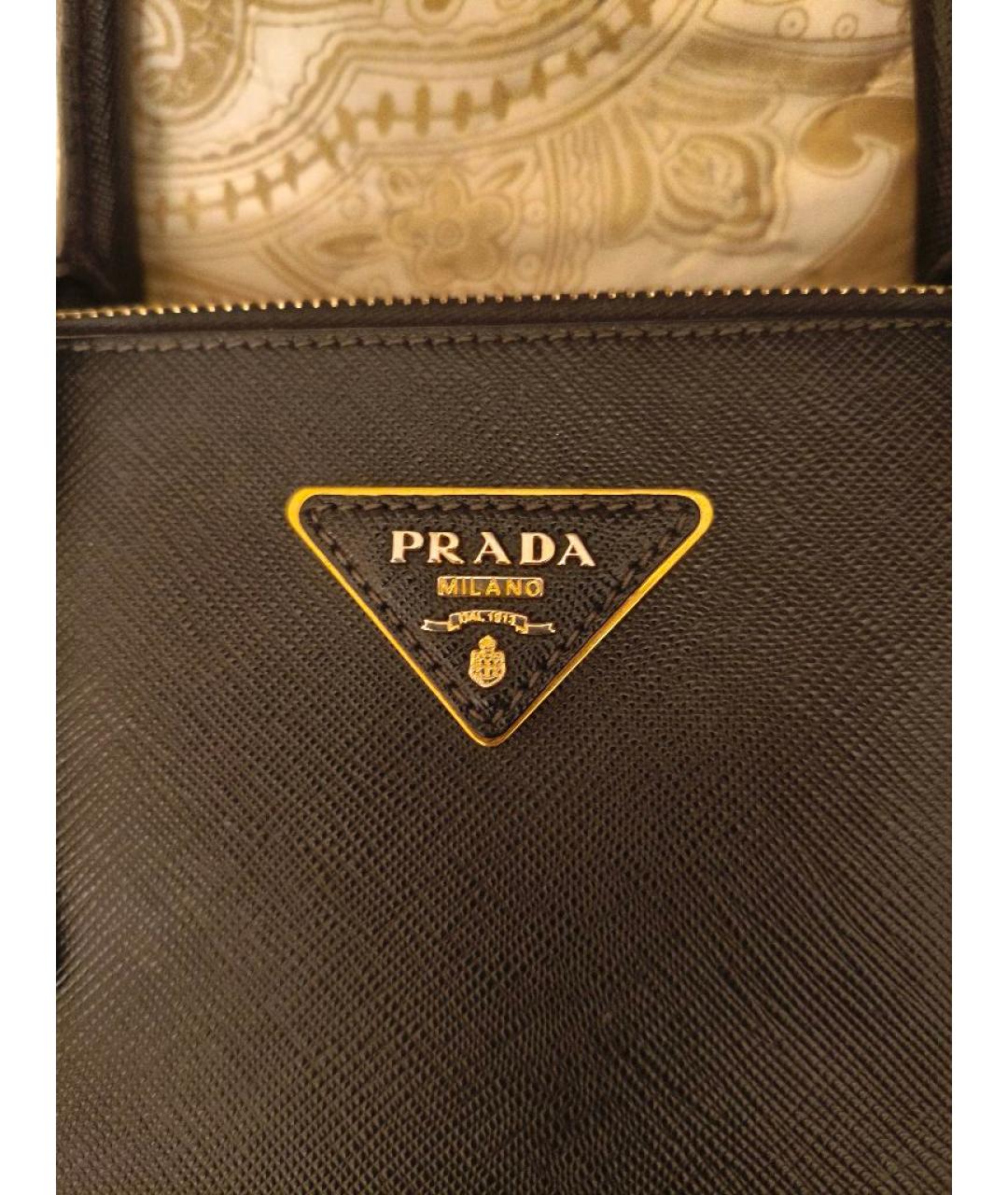 PRADA Черная кожаная сумка тоут, фото 5