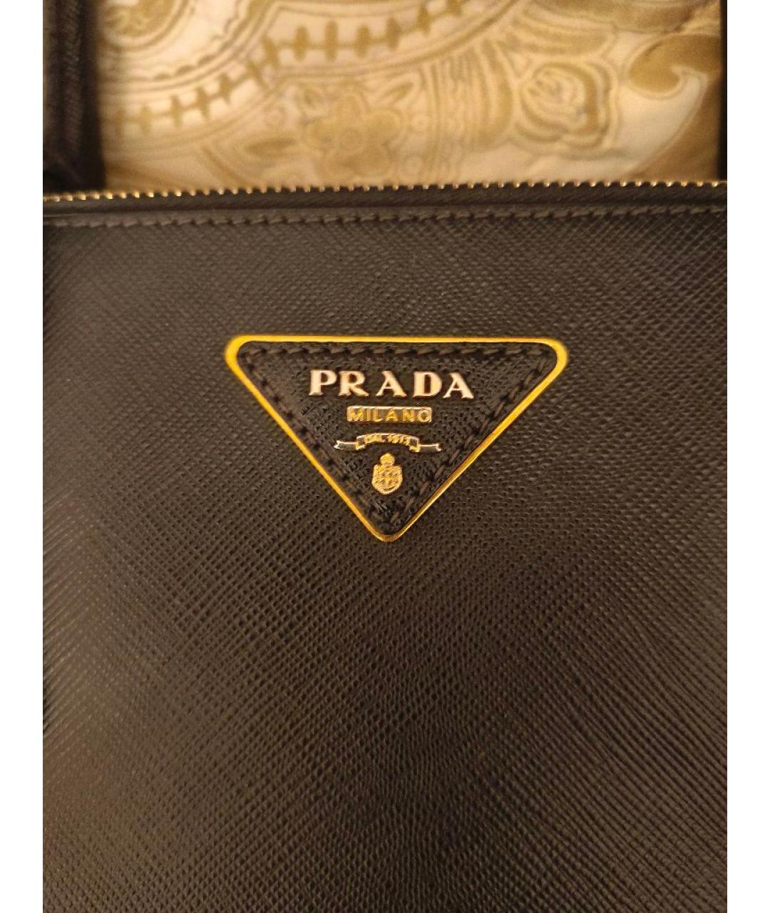 PRADA Черная кожаная сумка тоут, фото 3