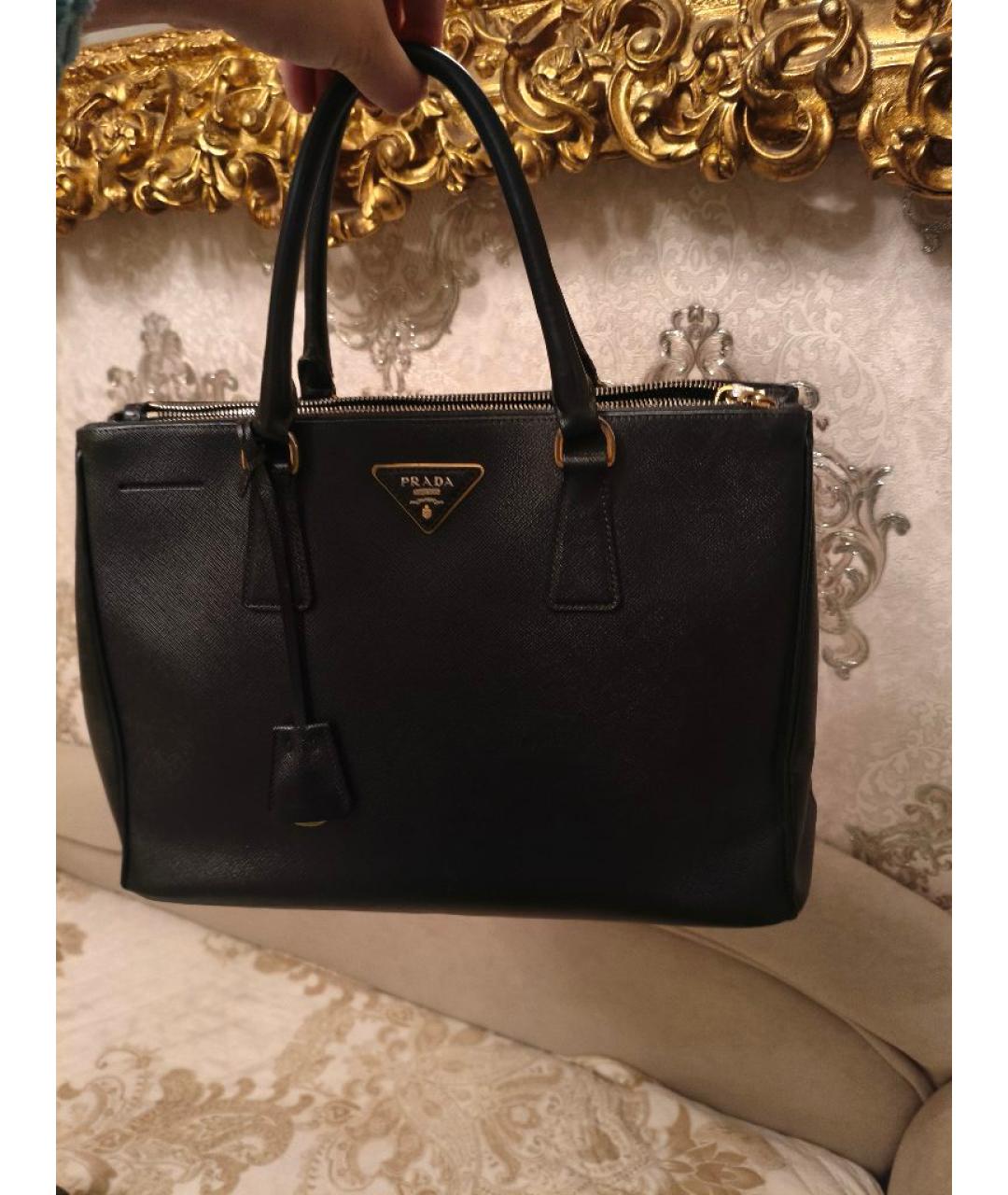 PRADA Черная кожаная сумка тоут, фото 6