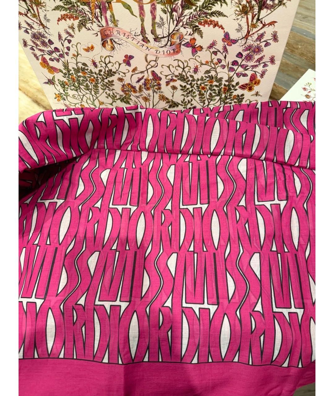 CHRISTIAN DIOR Розовый хлопковый платок, фото 5