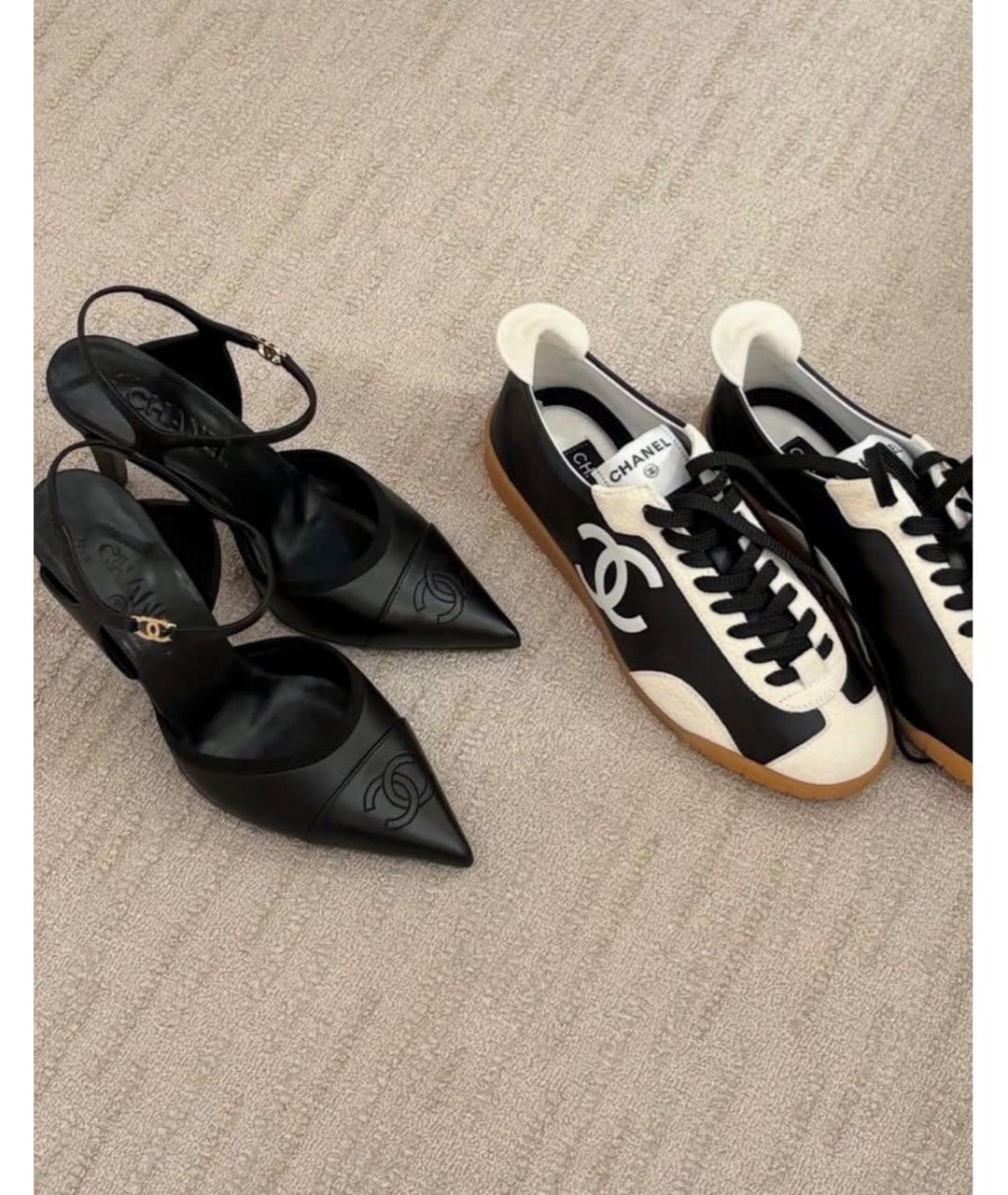 CHANEL Черные кожаные туфли, фото 4