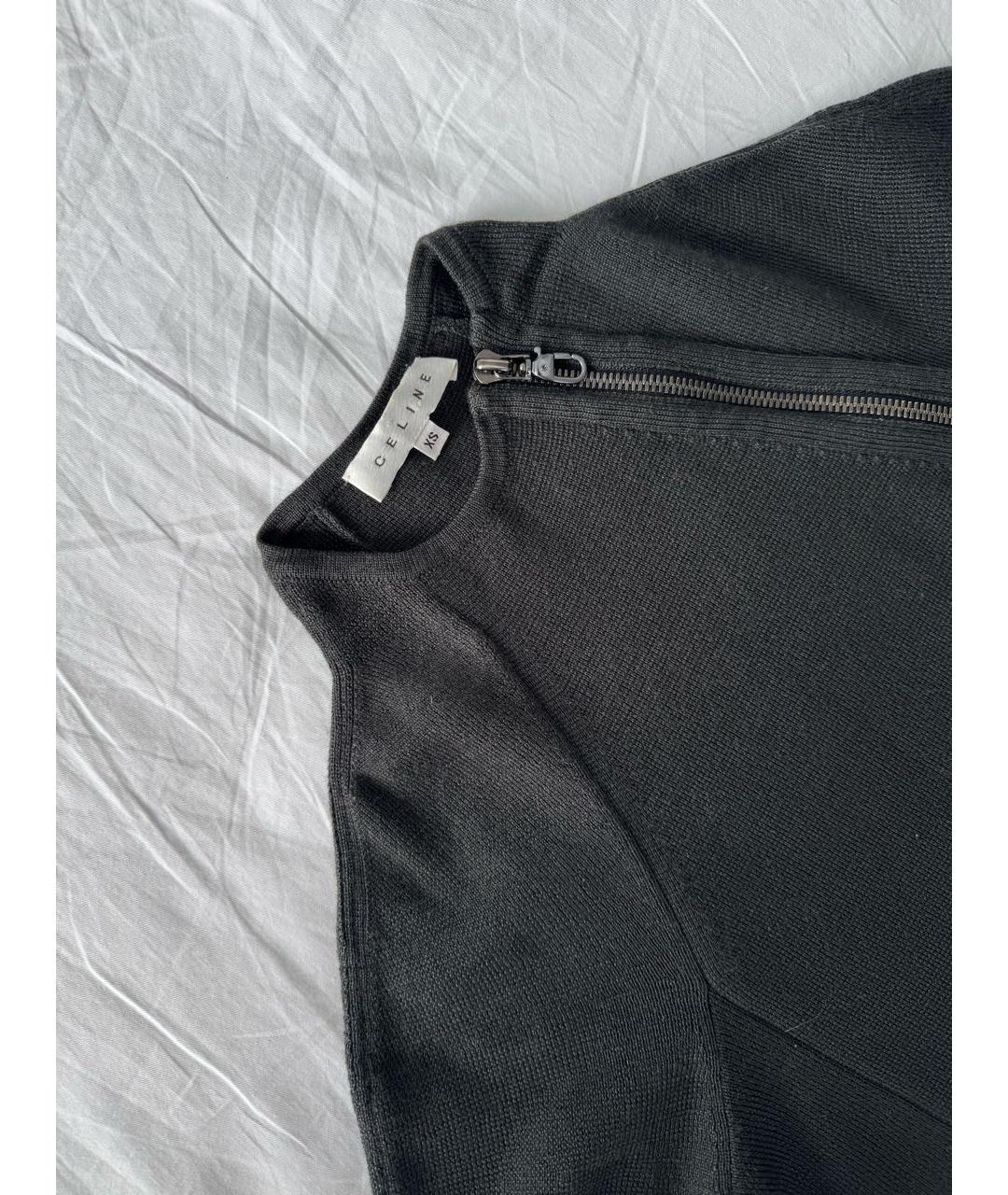 CELINE Черное шерстяное повседневное платье, фото 3