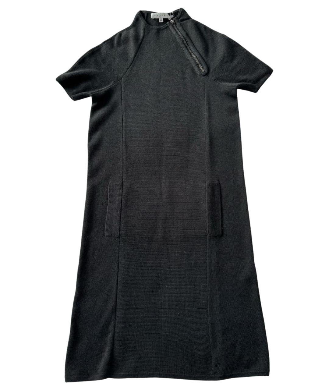 CELINE Черное шерстяное повседневное платье, фото 1