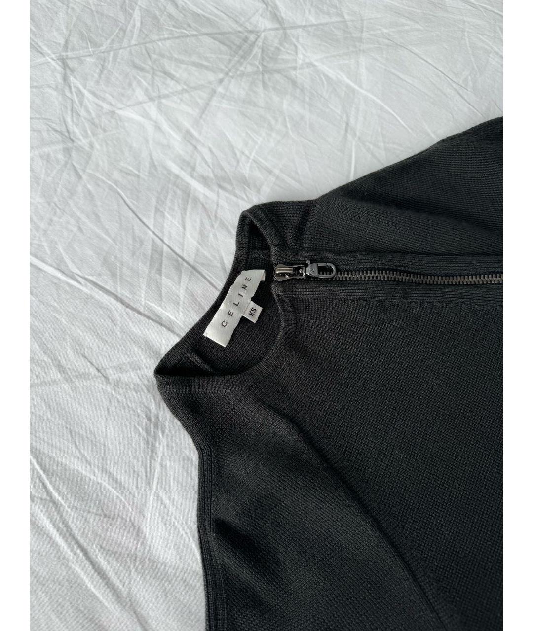 CELINE Черное шерстяное повседневное платье, фото 4