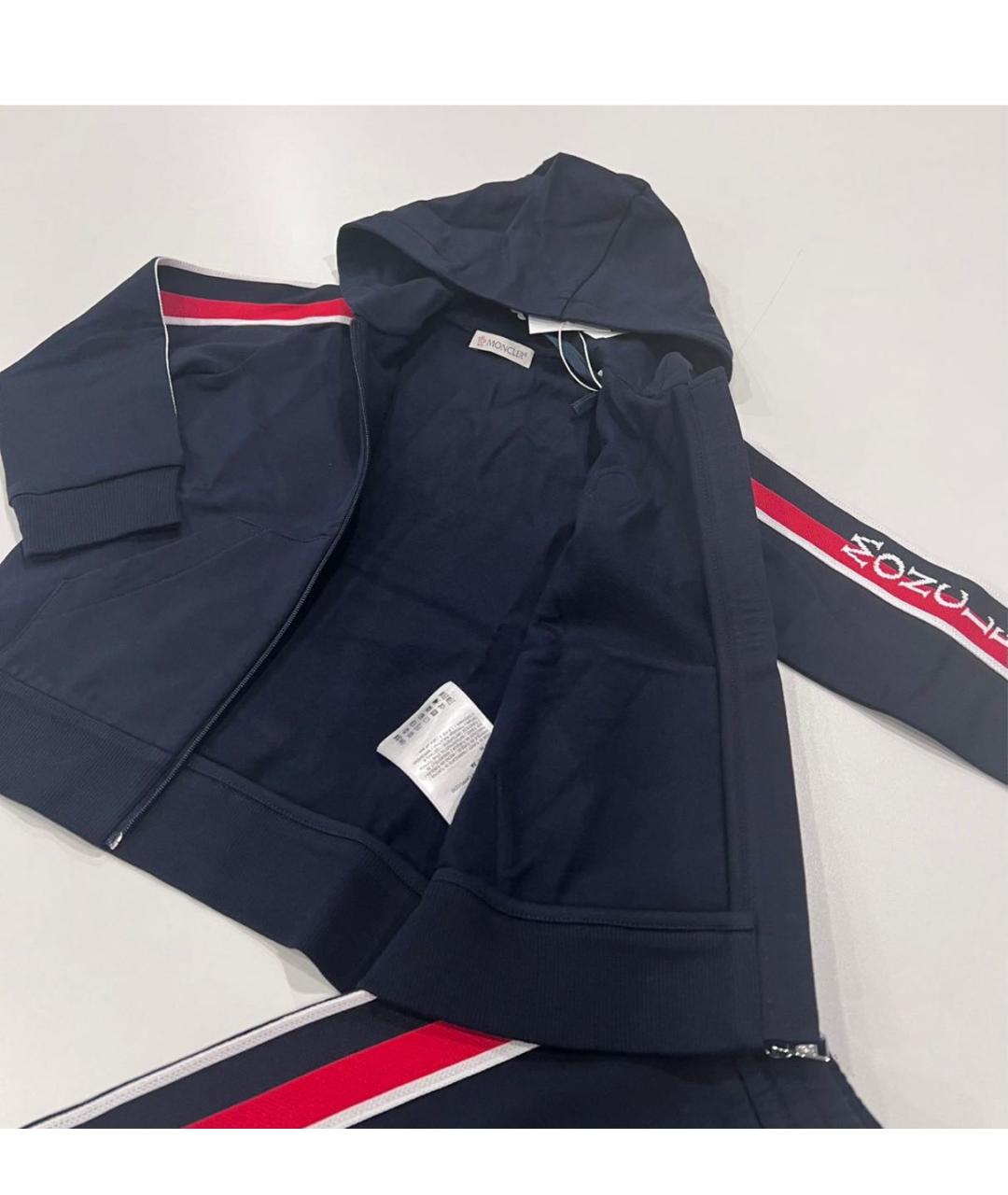 MONCLER KIDS Темно-синяя хлопковая детская футболка, фото 2