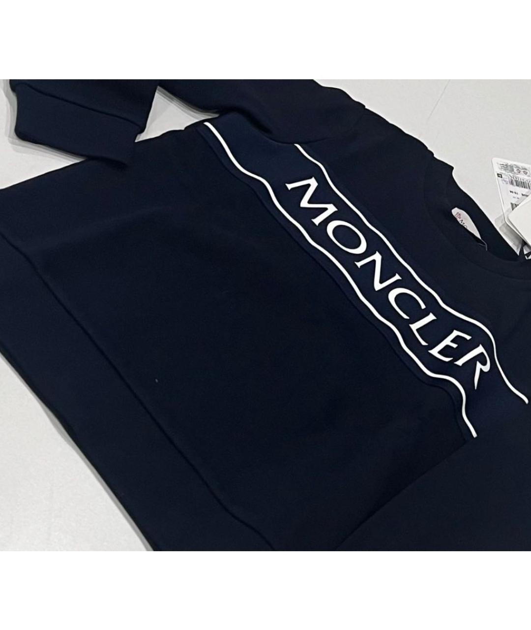 MONCLER KIDS Темно-синяя хлопковая детская футболка, фото 2