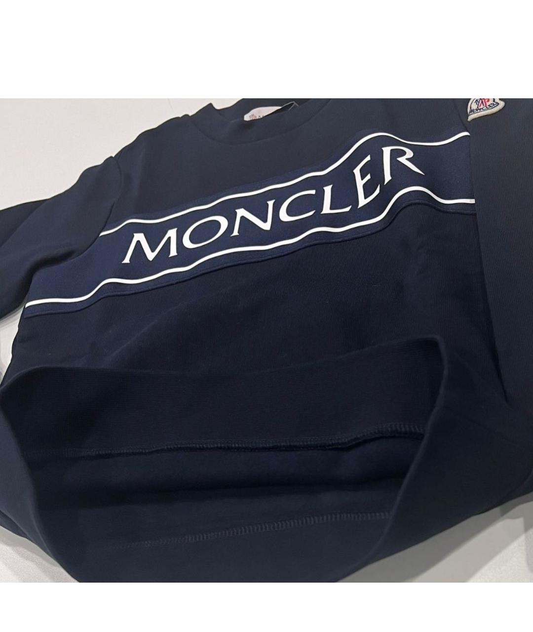 MONCLER KIDS Темно-синяя хлопковая детская футболка, фото 3