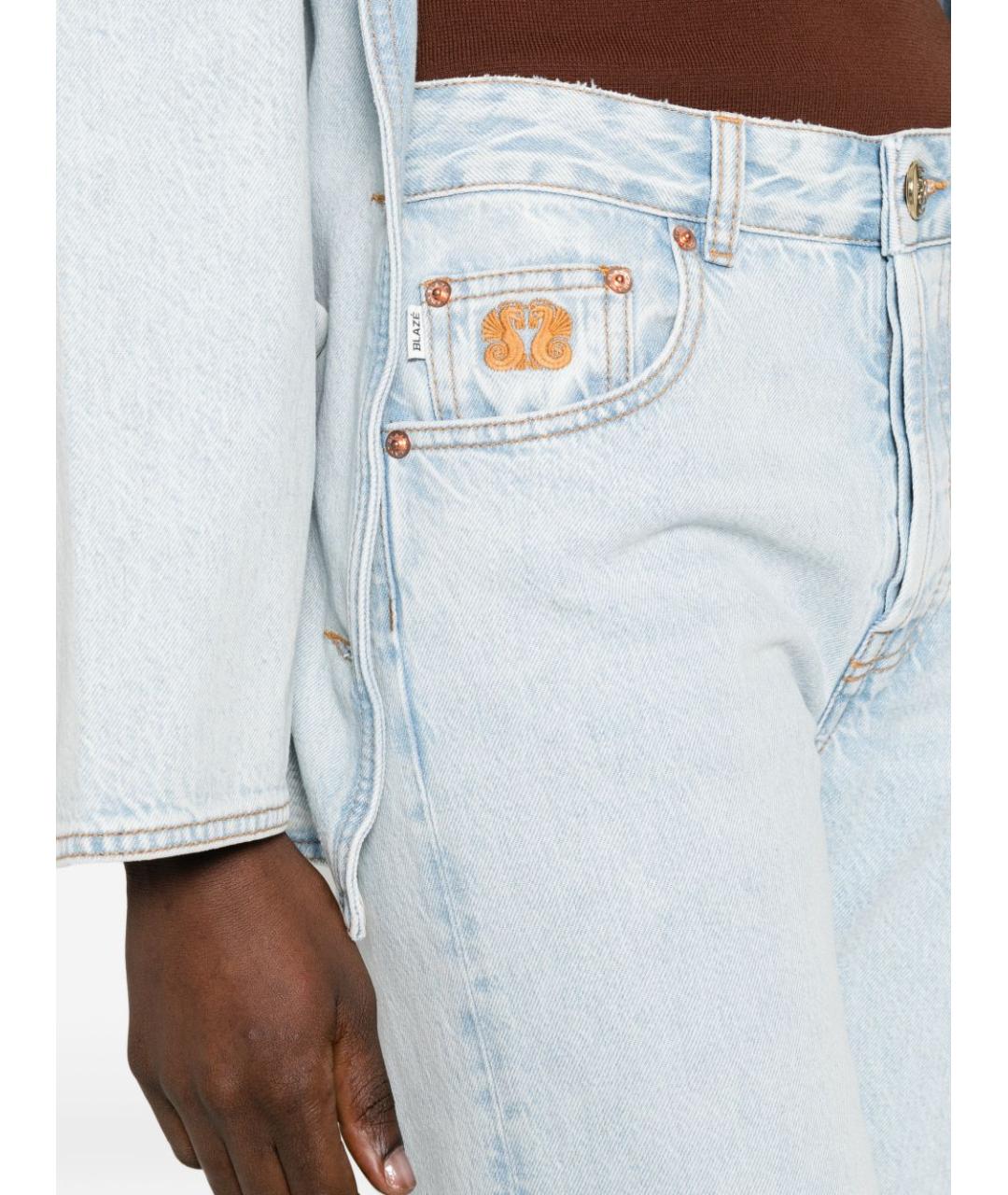 BLAZE MILANO Голубые хлопковые прямые джинсы, фото 2