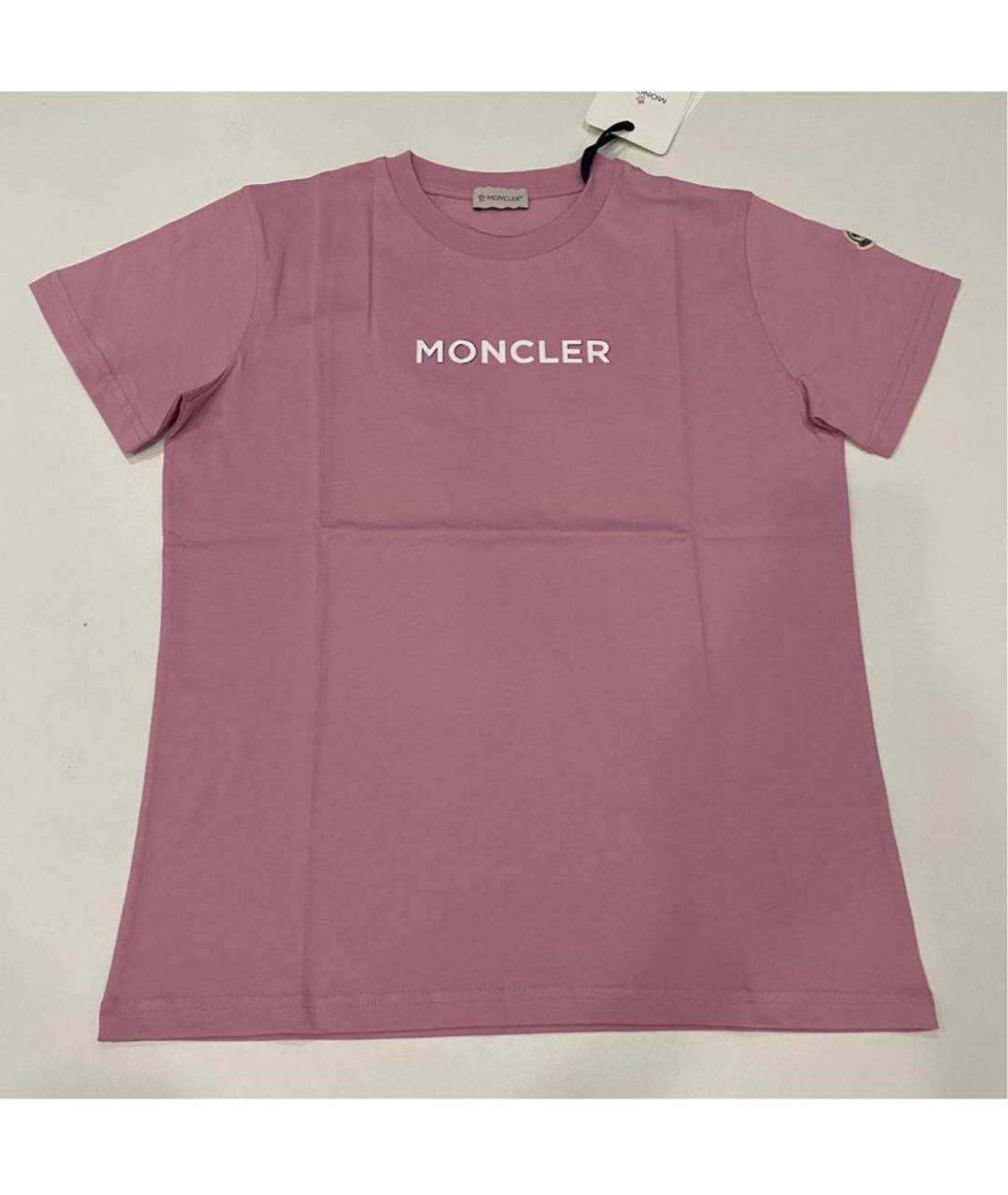 MONCLER KIDS Розовый хлопковый детская футболка / топ, фото 2