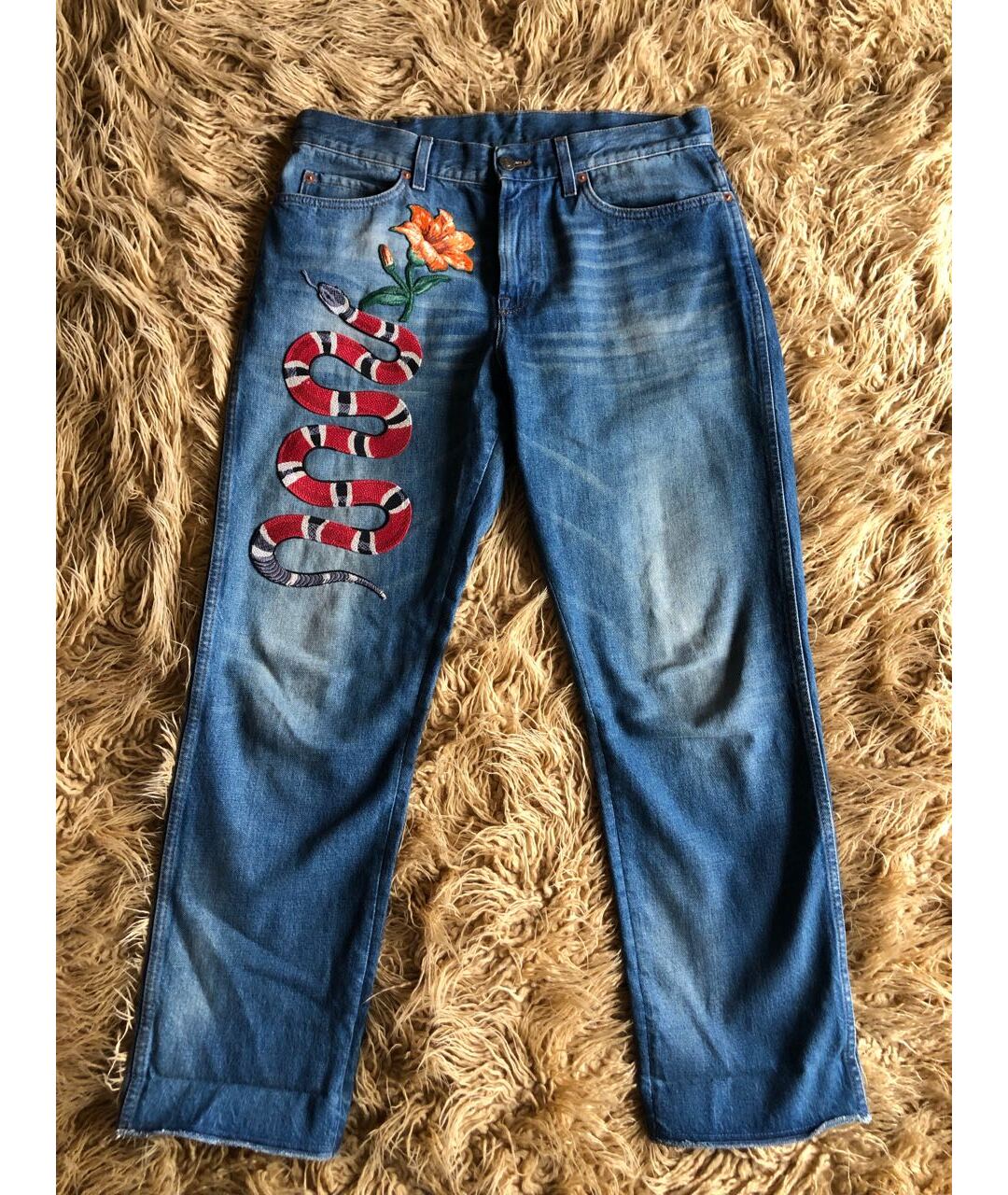 GUCCI Синие хлопковые прямые джинсы, фото 9