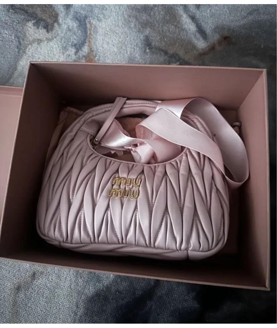 MIU MIU Розовая кожаная сумка с короткими ручками, фото 2